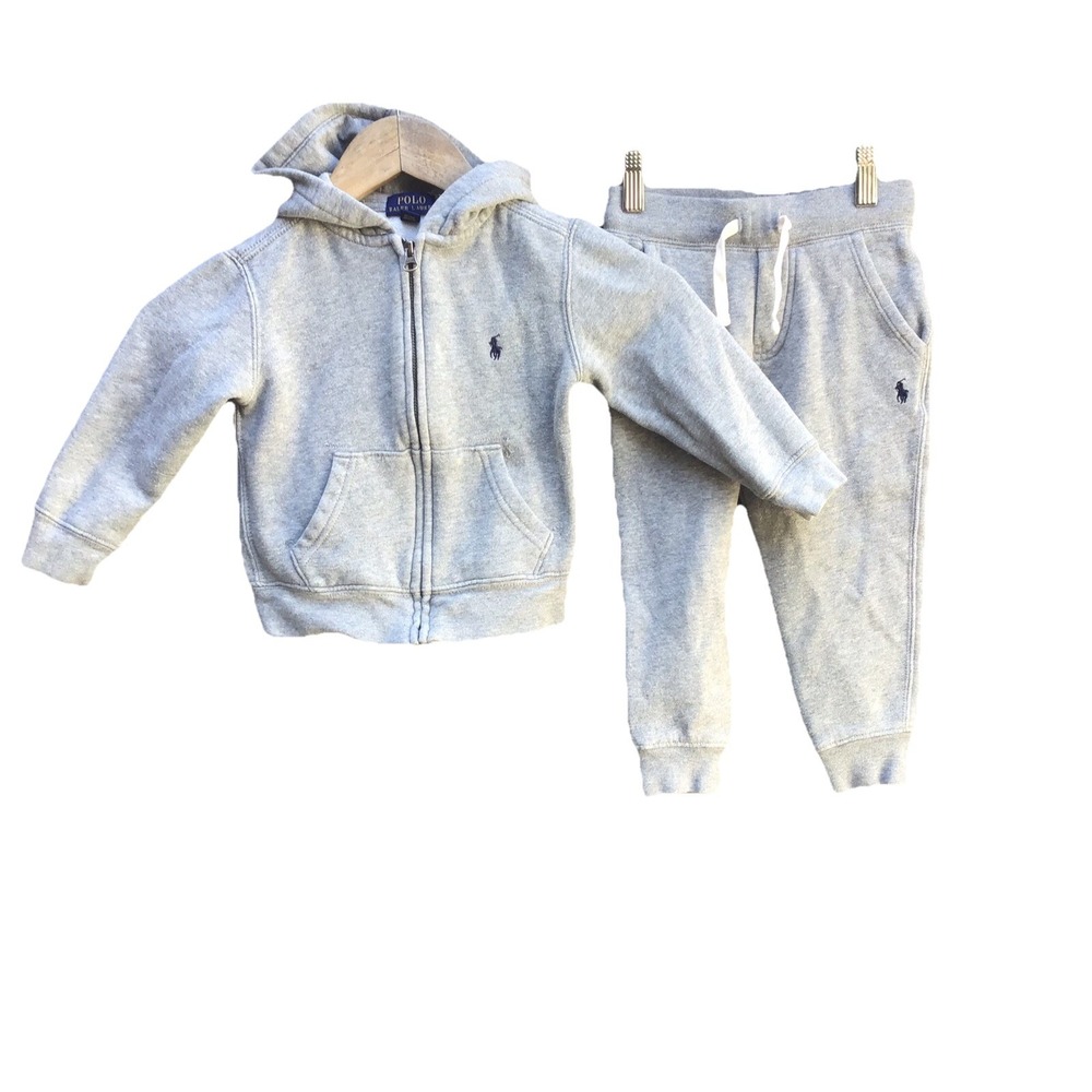 Polo Ralph Lauren Kids 3/3T Gray Fleece Hoodie Jogger Sweatpants 2 Piece Set